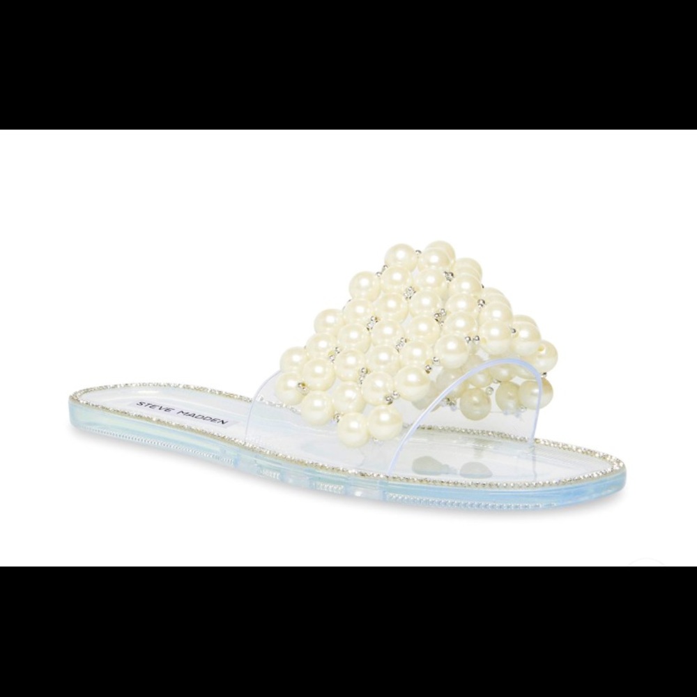 Steve Madden “Juliet” slip on clear pearl shoes